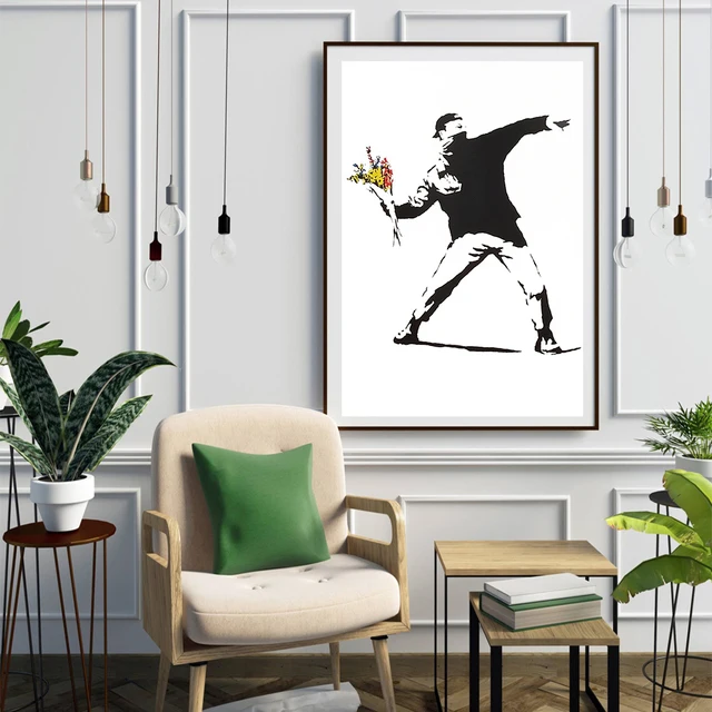 Nordic characters canvas painting girl and red balloon mural Banksy Art Poster living room bedroom bar home decoration mural 4