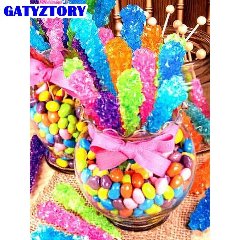 

GATYZTORY Color Candy Painting By Numbers For Adults Children Unique Gift Handpainted Flower 60x75cm Frame On Canvas Wall Decor