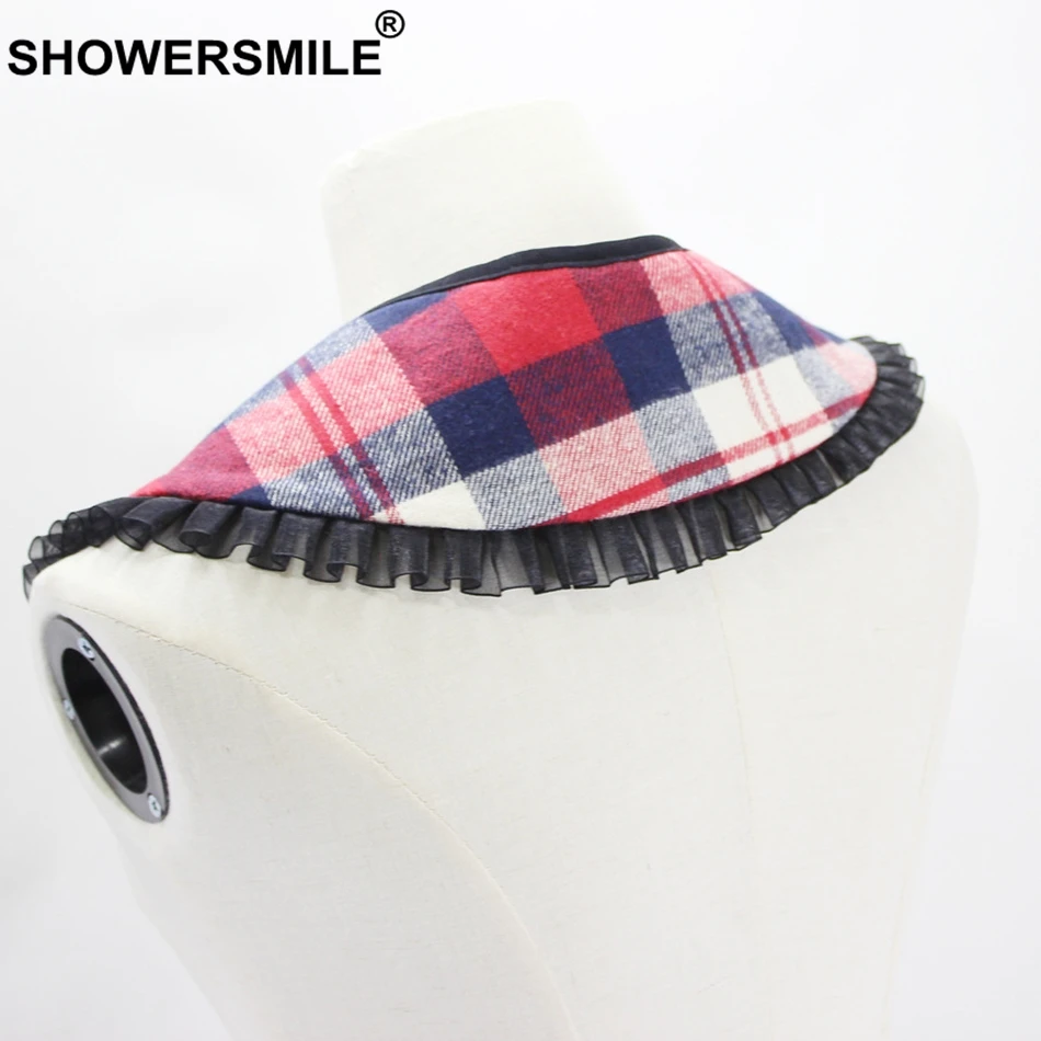 Женский хлопковый воротник shouresmile Красный Клетчатый со съемным воротником