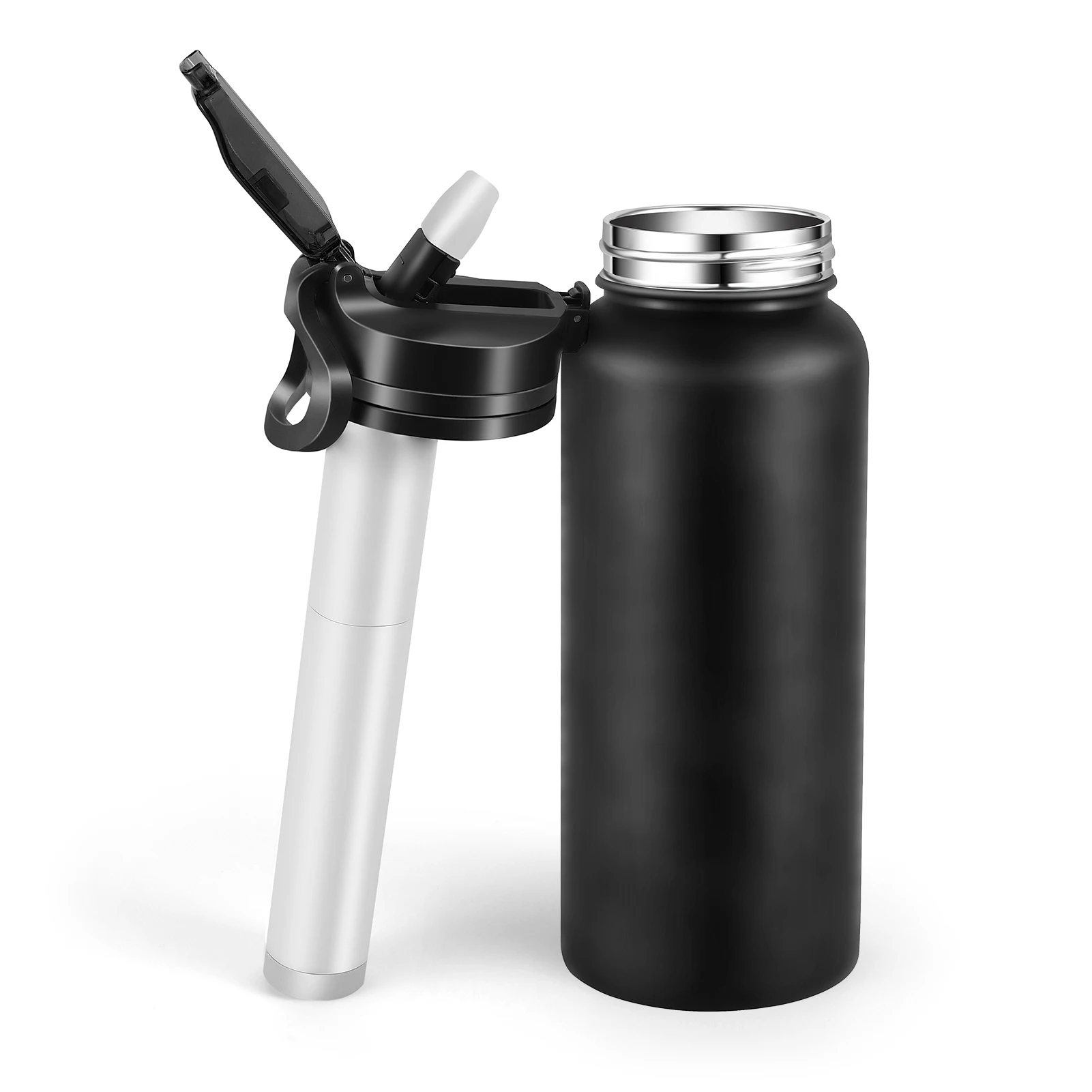 

650ml / 1000ml Stainless Steel Vacuum Water Filter Bottle with Filter Water Purifier Bottle Survival Kit Camping Equipment