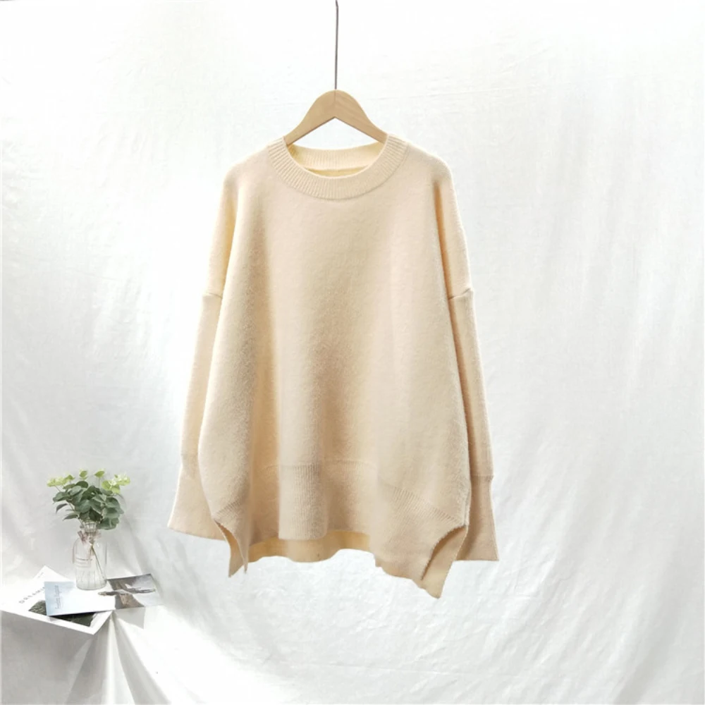 Свитер Женский вязаный с круглым вырезом и длинным рукавом | Женская одежда