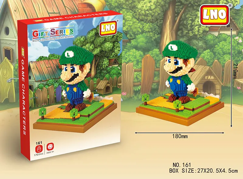 161 with box Магические мини-блоки Super Mario Bros, алмазные блоки Yoshi, микро-кирпич, сделай сам, строительные игрушки, Мультяшные фигурки, подарок для детей - Цвет: 161 with box
