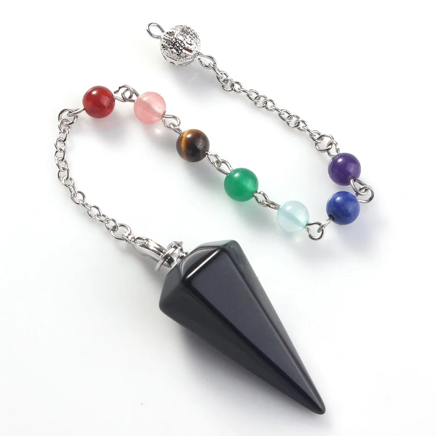 FYJS уникальная Посеребренная шестиугольная Пирамида маятниковая подвеска черные