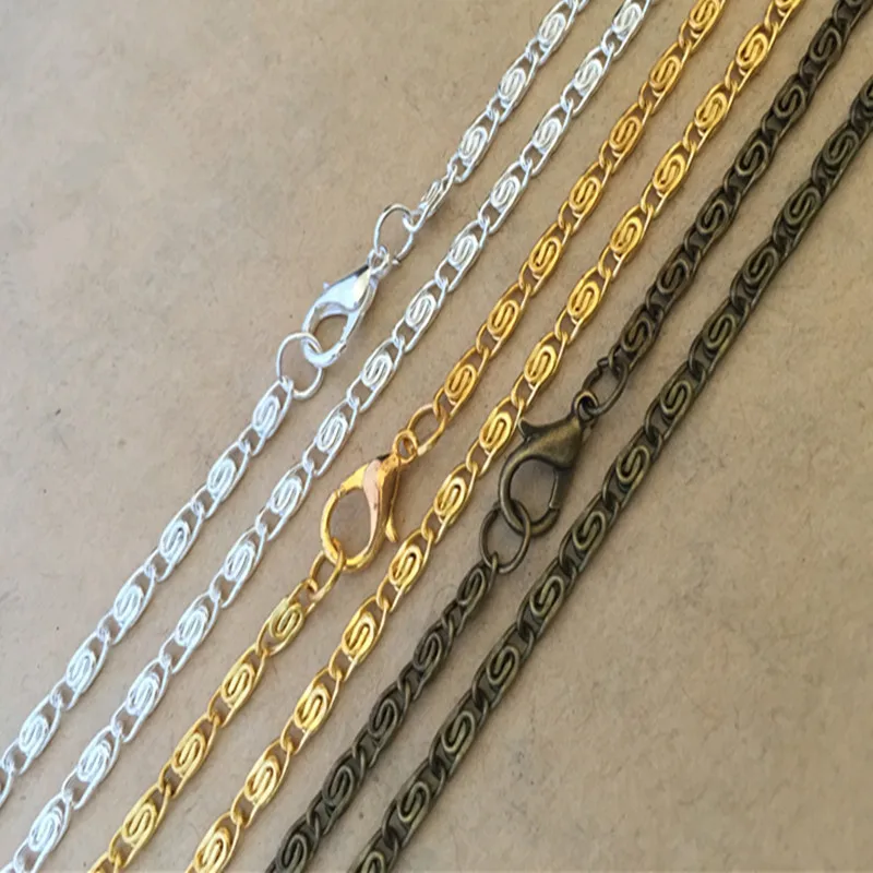 

2 мм (бронза/серебро/золото) Ожерелье Подвеска карманная цепочка для часов с карабином аксессуары 100 шт./лот