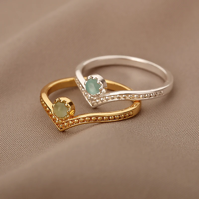 

Irregular Opal Rings For Women Stainless Steel Gold Silver Color Vintage Opal Stone Handmade Ring Jewelry Gift Bague Femme 2021