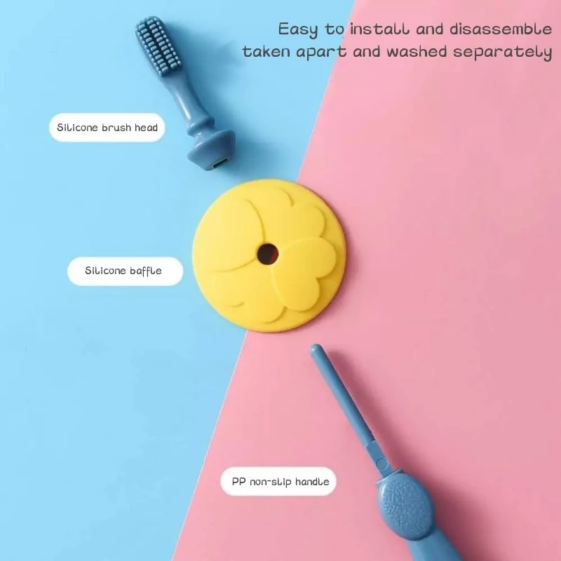 Cepillo de dientes de entrenamiento de silicona suave para beb&eacute;, herramienta de cuidado bucal, cuidado Dental, 3 unids/set por juego-4