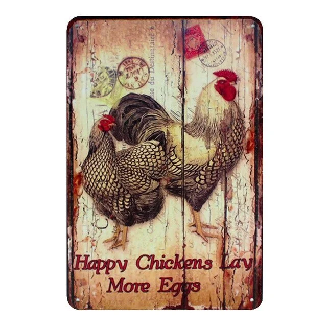 

Rooster's Coop Vintage Metal Tin Signs Pub Decoration Plates Fresh Eggs Wall Stickers Art Plaque Farmhouse Home Decor MN77