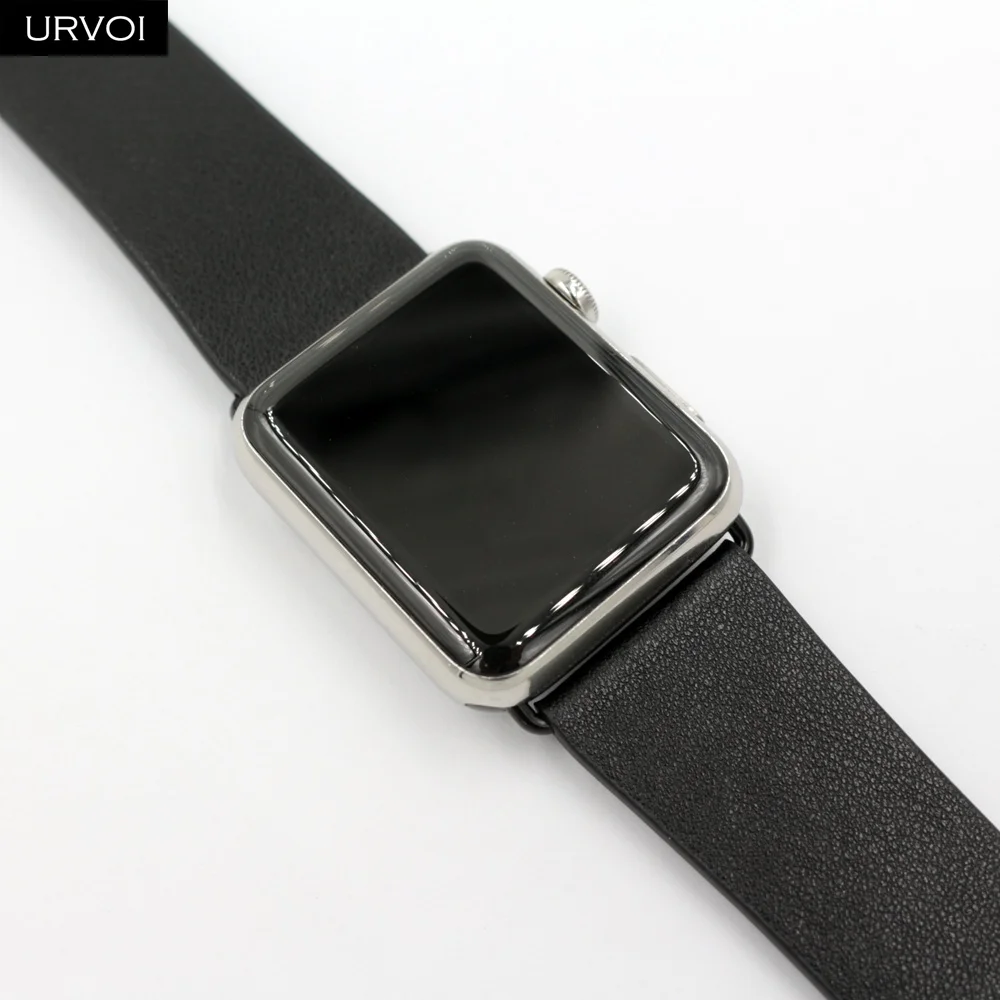 URVOI кожаный ремешок для apple watch 4 5 3 2 1 ремешок для iwatch 40 мм 44 мм Свифт кожа классическая Пряжка современный дизайн