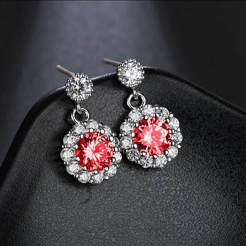 

Classic fashion short women's Earrings S925 silver ear needle zircon inlaid Earrings women's jewelry