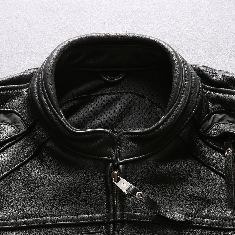 

Reflective 2020 NewStyle Cowhide motorcycle Professional Biker Jacket with Protective Device Bag Vintage Leather Coat