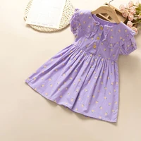 2022 summer female purple dress korean version summer print princess toddler girl clothes