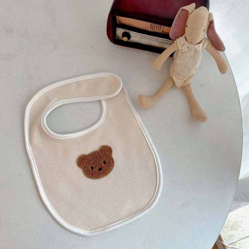 

Baby Bear Embroidered Feeding Bib Scarf Decoration Soft Cotton Newborn Saliva Towel Infants Burp Cloth Washcloth P31B