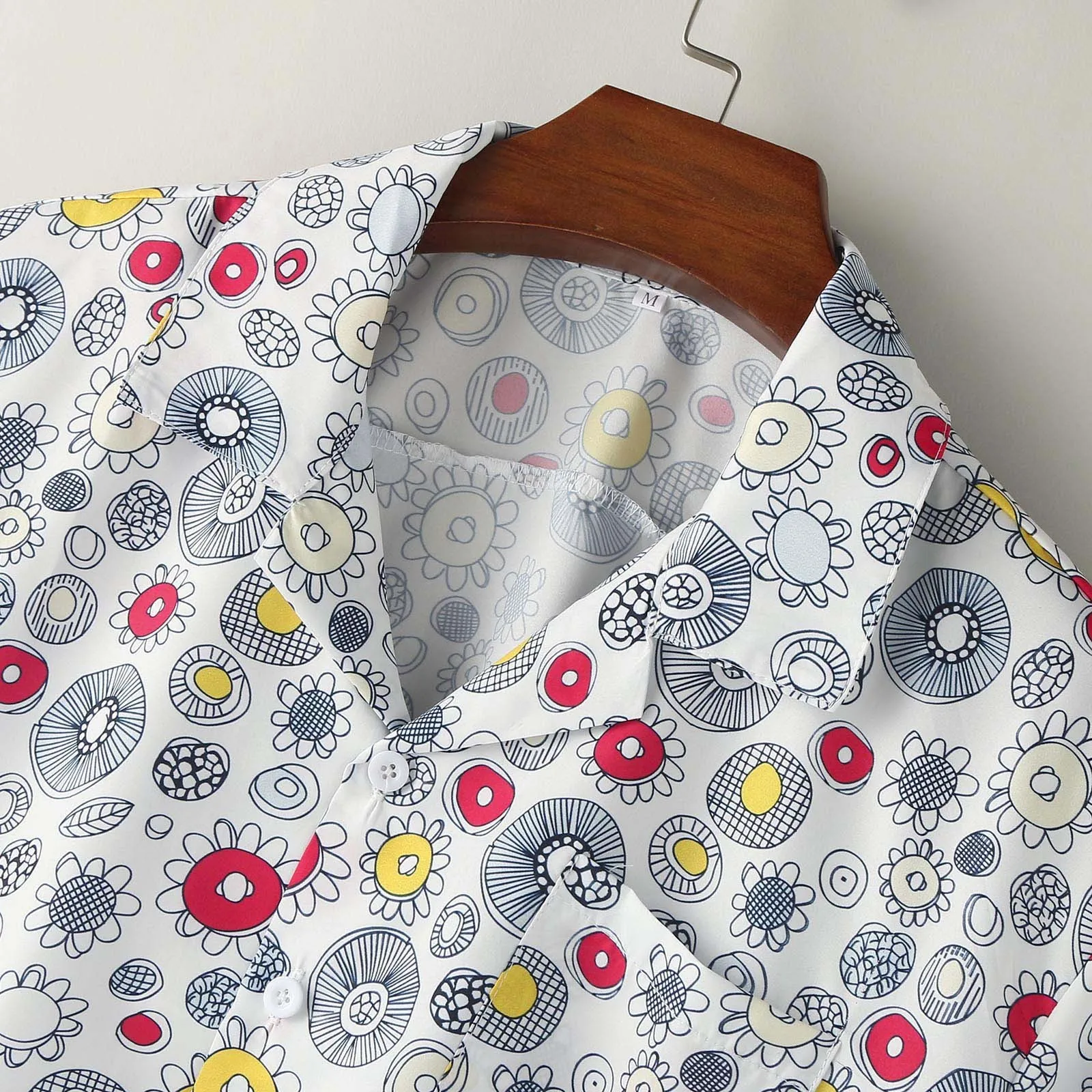 

Mens Summer Floral Shirt Blouse Short Sleeve Printed Top With Button Loose Casual Shirts Blouse Dropshipping