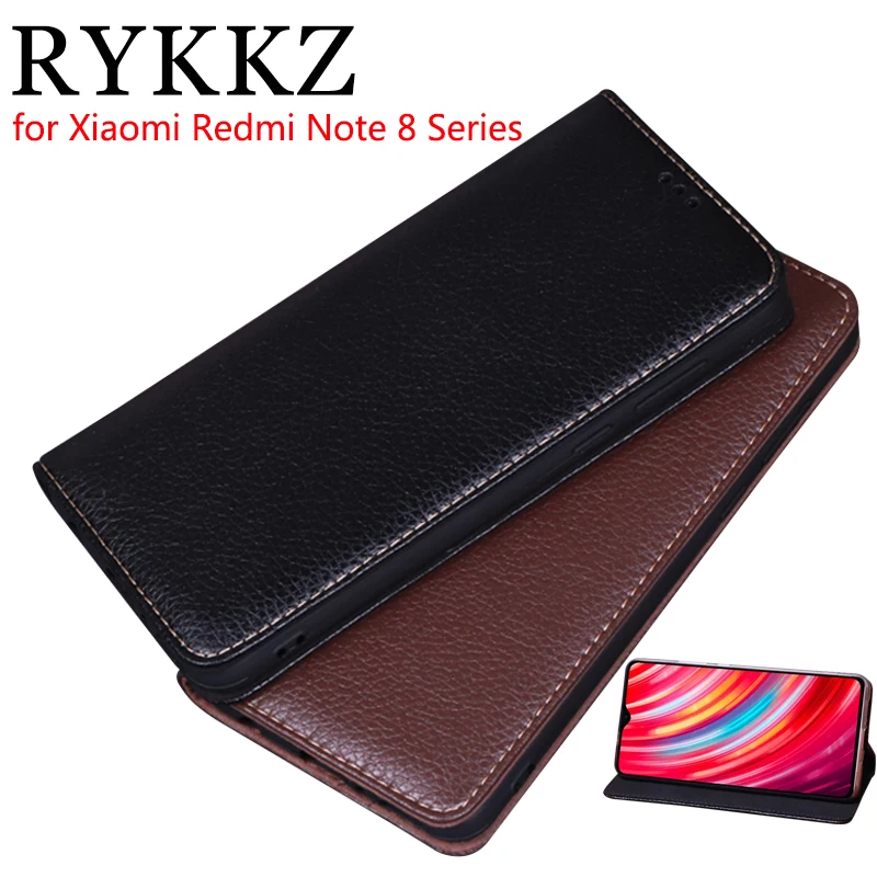Роскошный кожаный чехол книжка RYKKZ для Xiaomi Redmi Note 8 Pro 6 53 дюйма подставка