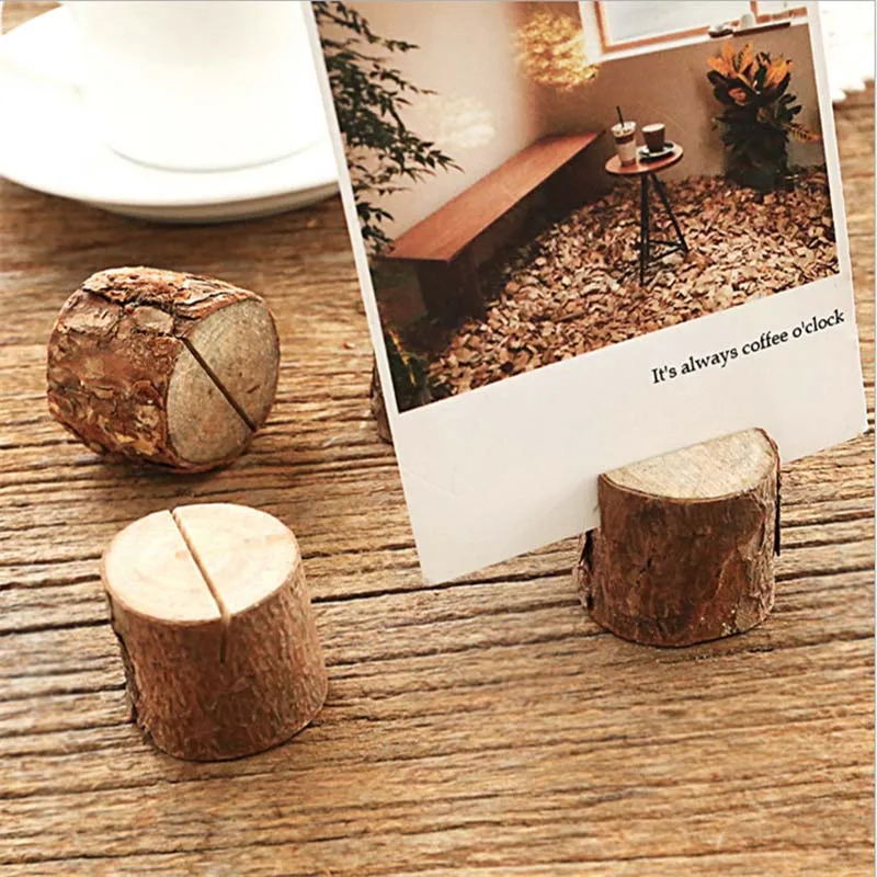 

3pcs Wooden Stump Shape Photo Clip Card Holder Message Wedding Party Photo Holder Office School Picture Holder Home Decoration