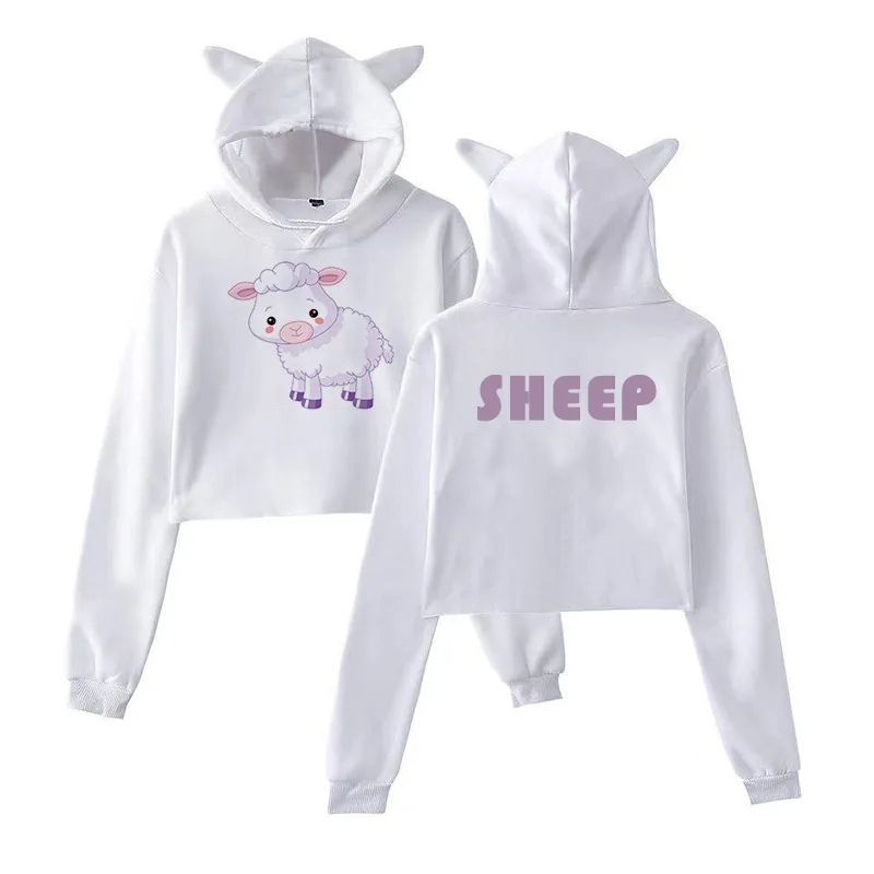 

Зимний Белый укороченный топ, милые толстовки с капюшоном, свитшоты, женские Аниме толстовки с длинным рукавом, Смешные Пуловеры унисекс дл...