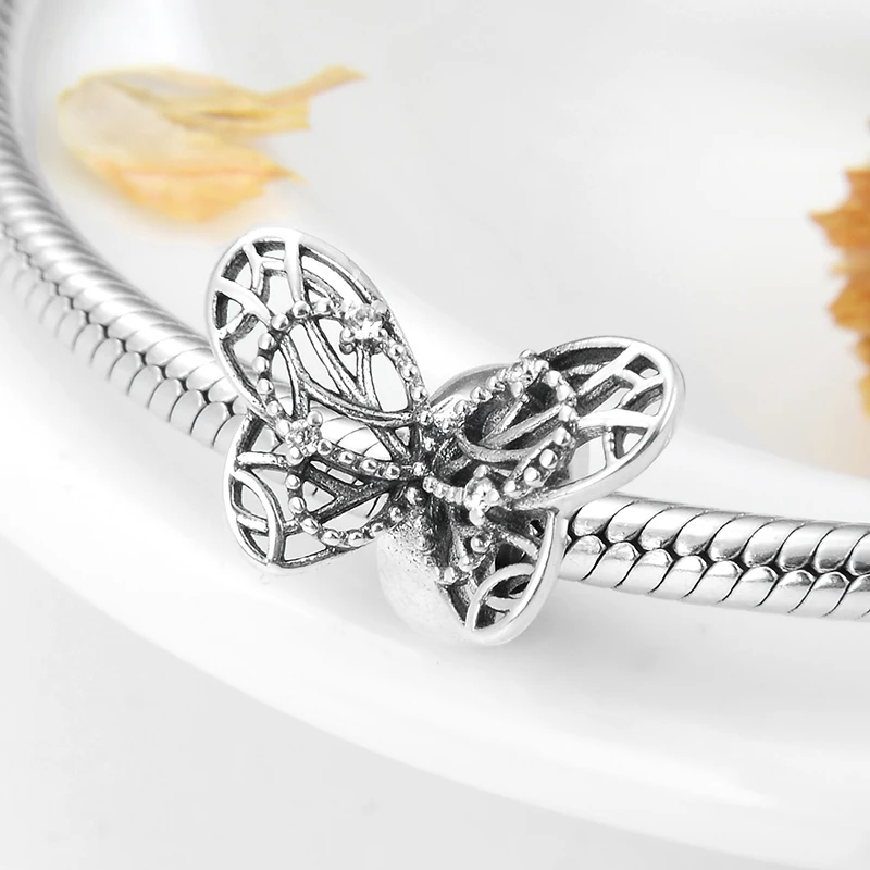 Новинка ажурные бусины-пробки из стерлингового серебра 925 пробы с бабочками