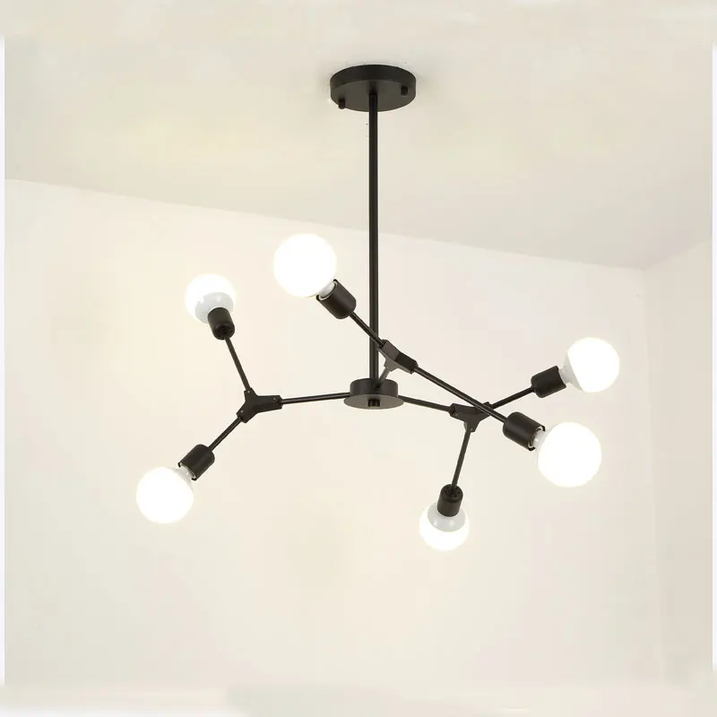 Светодиодная осветительная люстра в виде подсвечника скандинавского черного