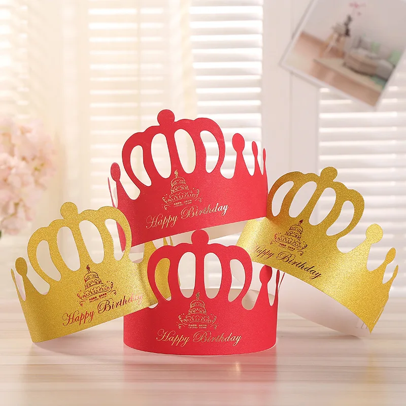 

10 PCS/Set Crown Shape Birthday Hat Size-Adjustable Happy Birthday Party Decorating Supplies Children's Hat Disposable Headgear