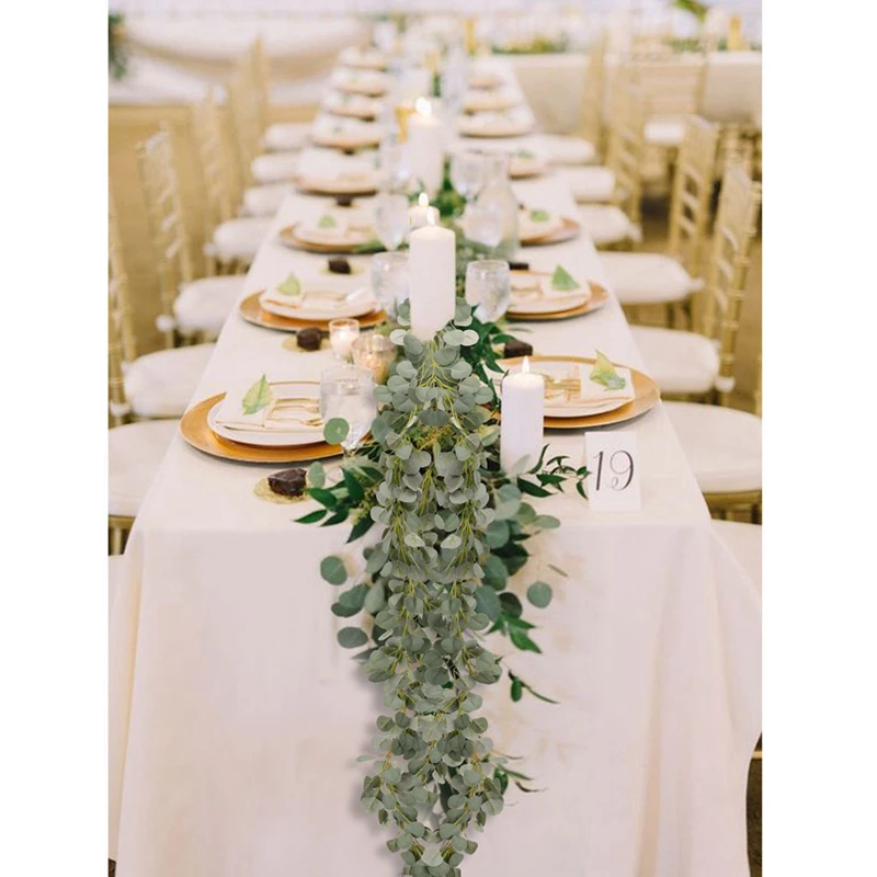 2 м искусственные листья эвкалипта Виноградная лоза зеленая гирлянда Свадебная