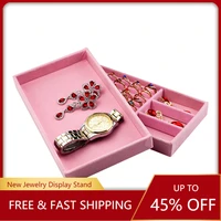 fashion velvet jewelry storage tray multifunctional non slip storage box ring bracelet gift box jewelry display cabinet