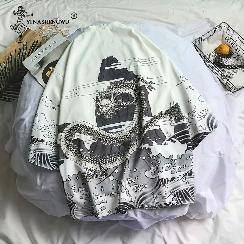 Женский костюм для косплея Yukata свободное шифоновое кимоно в стиле Харадзюку с