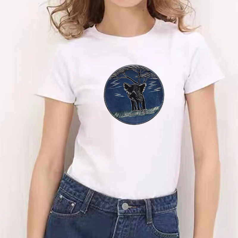 

Oversized Women T-shirts Female Tops Tee Animal Graphic Print White T Shirts Summer Short Shirts Fashion Streetwears White Tees
