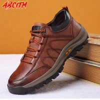 low top mens sneakers lace up luxury hiking boots thick bottom outdoor men leather boot fashion mesh breathable casual shoe b42