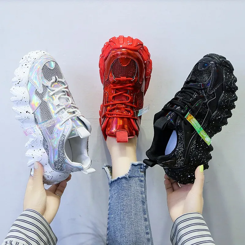 

2021 New Women's Chunky Sneakers Thick Bottom Platform Vulcanize Shoes Fashion Breathable Casual Running Shoe Women Shoes Y108