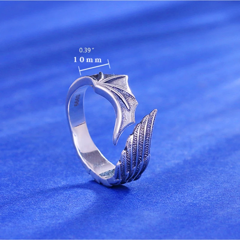 Кольцо регулируемое из сплава с изображением ангела и крыла сглаза | Украшения