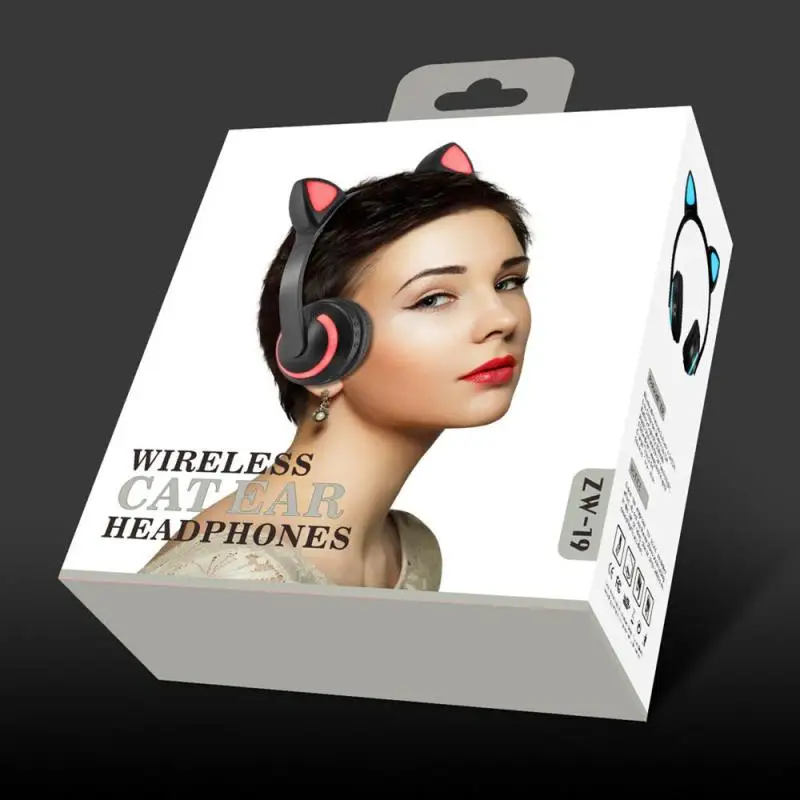 Кошачьи наушники мигающие светящиеся Bluetooth стерео игровая гарнитура