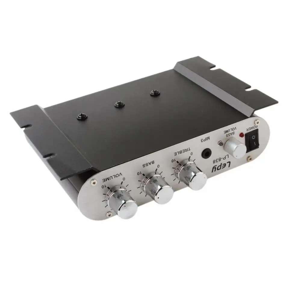 Lepy LP-838 Power Car Amplifier Hi-Fi 2.1 MP3 Radio Audio Stereo Bass Speaker Booster Player for Motorbike Home No Power Plug