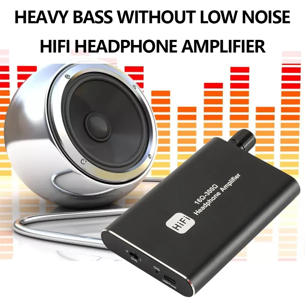 

Portable 3.5mm Stereo Audio Output Headphone Amplifier Lithium Battery Powered Gain Support Headphone Amplifier