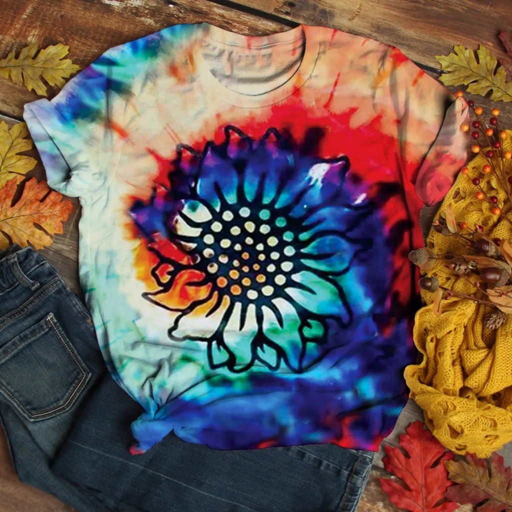 

Tshirt Women Plus Size Short Sleeve Sunflower Printed O-neck Tops Tee T-shirt Ropa Mujer Top Women Harajuku T Shirt Femme F630