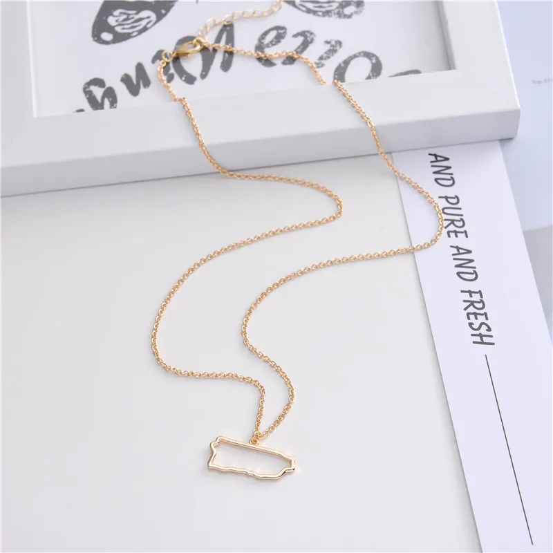 5 Outline North American Puerto Rico island map necklace hollow State geography Country city Hometown souvenir Necklace Jewelry