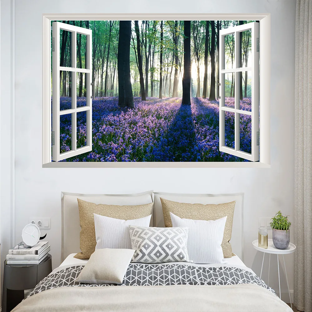 Трехмерные стикеры Creative Beach Island с ландшафтом фальшивого окна для декорирования стен в гостиной, спальне, коридоре.