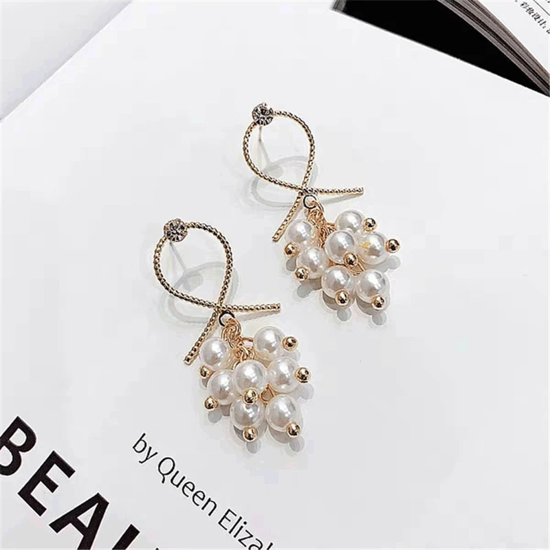 

Korean Design Earrings Earrings Metal Geometric Irregular Pendants Simulation Pearl Earrings Girls Gifts Fashion Jewelry 2021