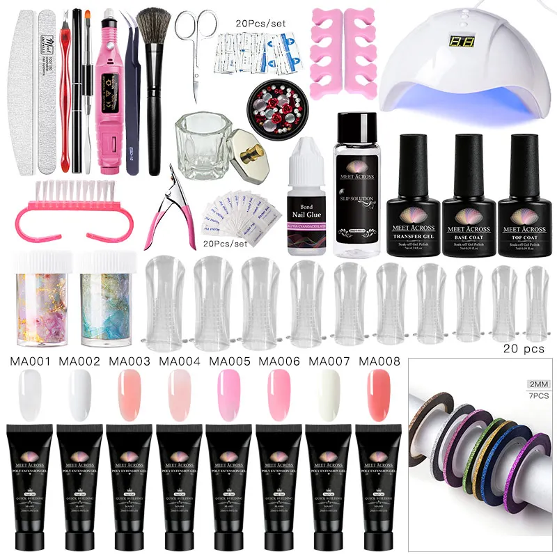 MEET ACROSS 20 мл полигель для наращивания ногтей с УФ/светодиодной лампой набор