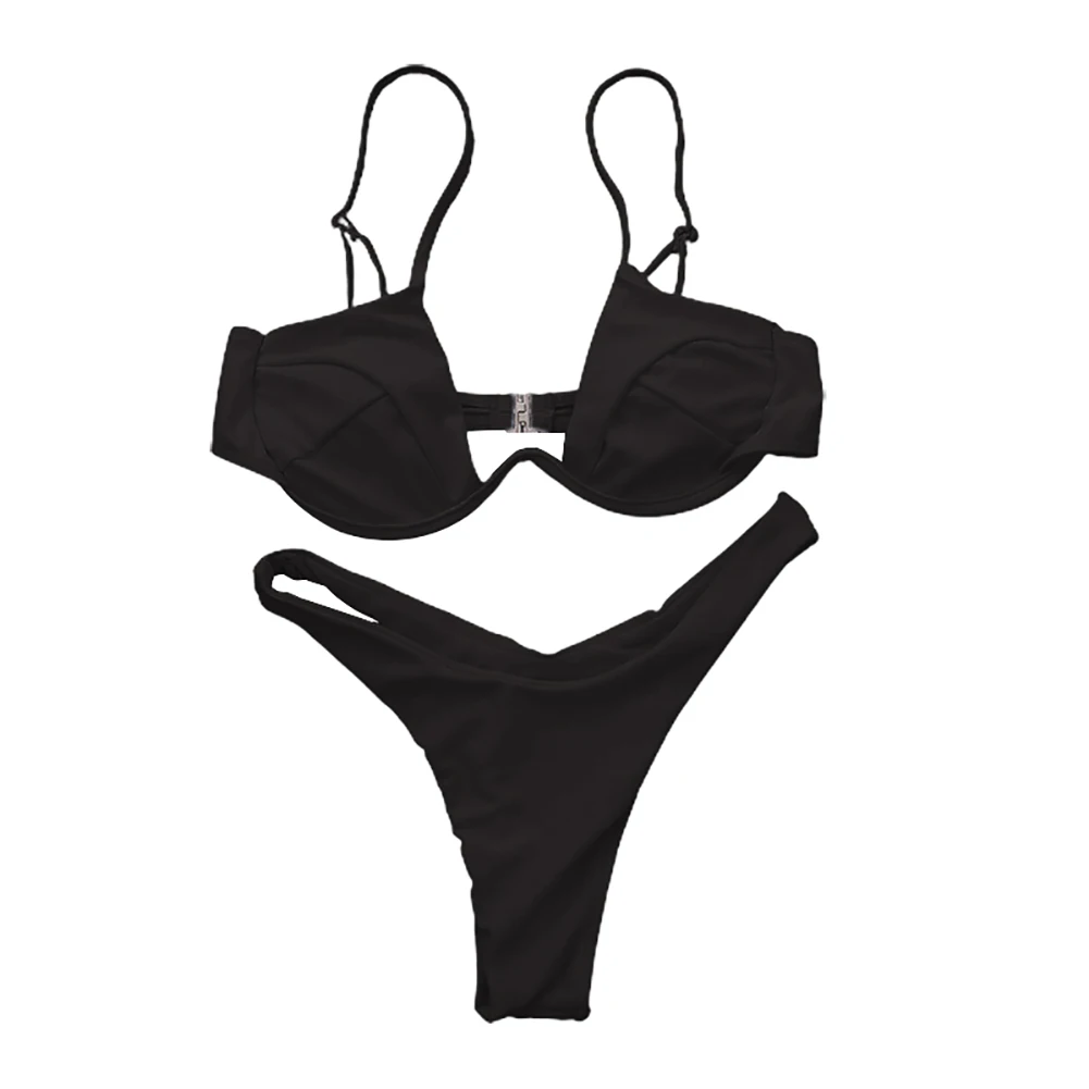 

2020 Women Bikini set Push Up Swimwear Solid Beach Bathing Suit G-string Briefs Swimsuit For Girls Bikini Swim Suit Femme