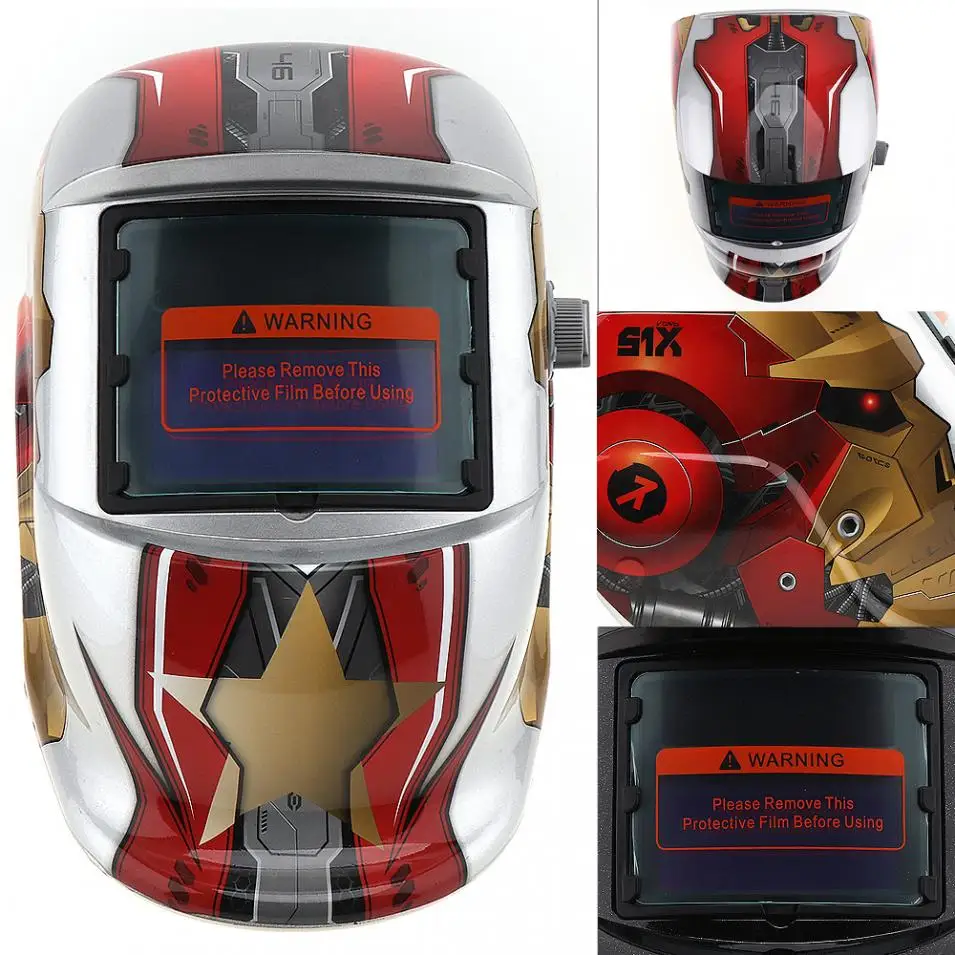 Silver Iron Robot Adjust Solar Auto Darkening TIG MIG Grinding Welding Helmets / Face Mask Electric /Weld Cap | Инструменты