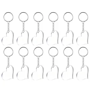 30 шт. акриловый брелок в форме сердца Форма брелок пустой акриловый ключа украшения