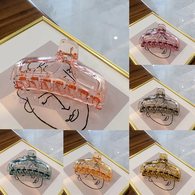 

Transparent Jelly Color Hair Claw DIY Hair Styling Tool Big Size Hair Accessories Ponytail Clip Women Girls Acrylic Hair Clip