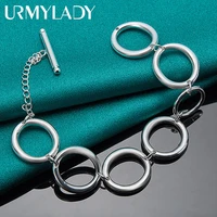 urmylady 925 sterling silver round circle o ring chain charm bracelet for women wedding engagement party fashion jewelry