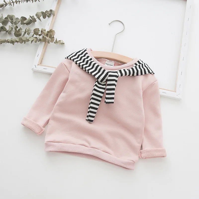 Футболка для маленьких девочек с капюшоном Детские хлопковые топы длинным