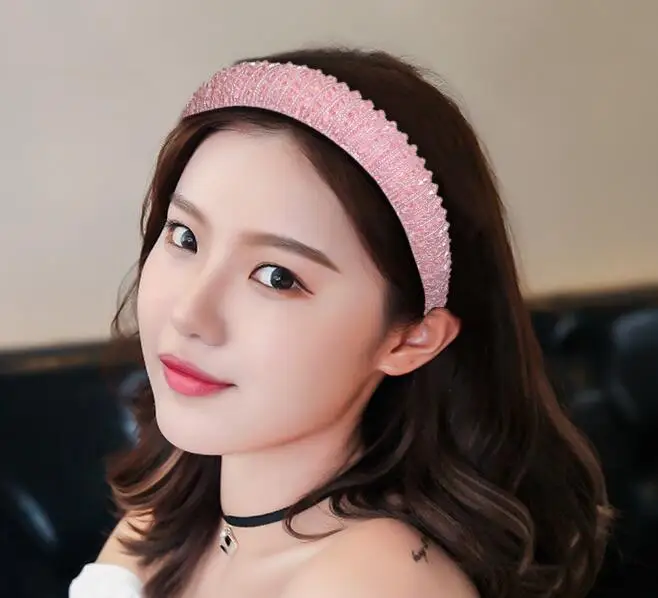 

Роскошные аксессуары для волос в стиле барокко, обручи для волос с блестящей подкладкой, Женский обруч для волос черного, белого, розового ц...