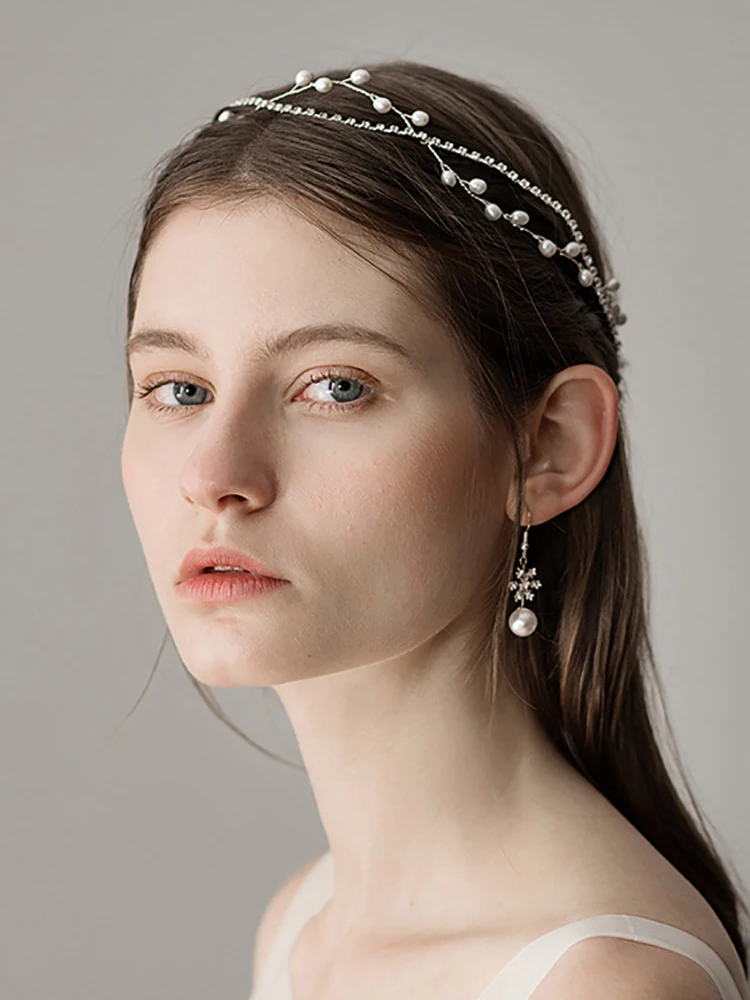 Классические серебряные стразы Жемчужная Повязка на голову головной убор для