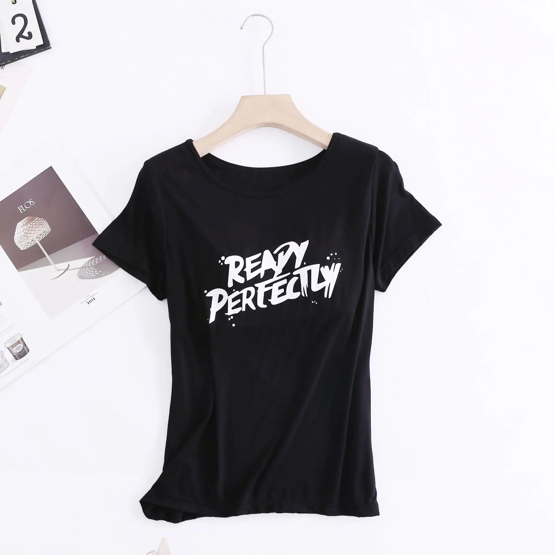 Fdfklak Casual One Piece Pajamas Women Letter Print Cotton Modal Sleepwear Bra Padded Sleep Tops Pyjama Pour Femme Sleep Shirt