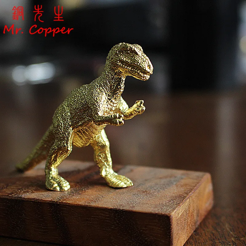

Copper Ancient Animal Tyrannosaurus Rex Statue Car Decoration Craft Home Decor Accessories Retro Brass Dinosaur Miniature Figure