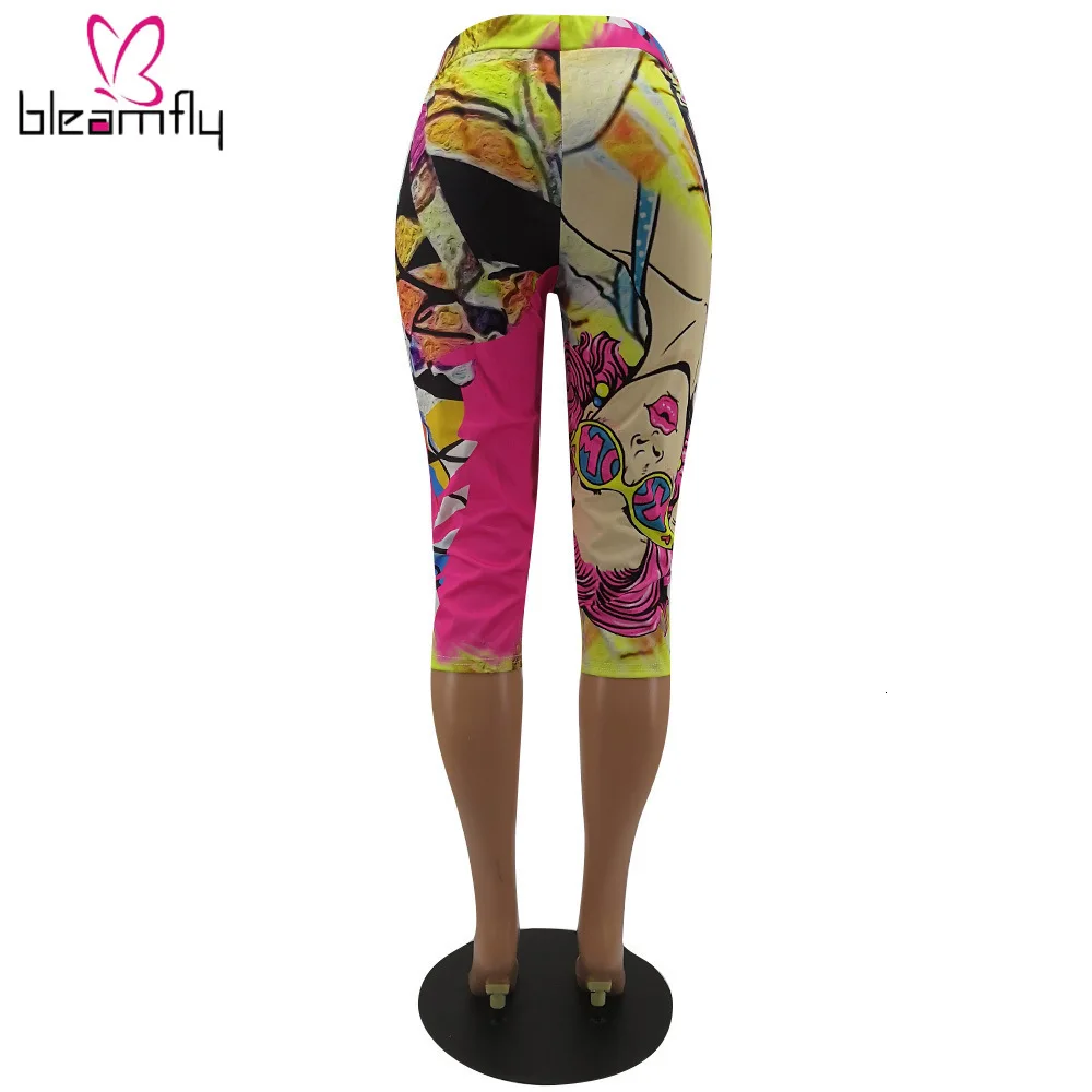 Новинка 2019 женские летние брюки карандаш длиной до середины икры с принтом