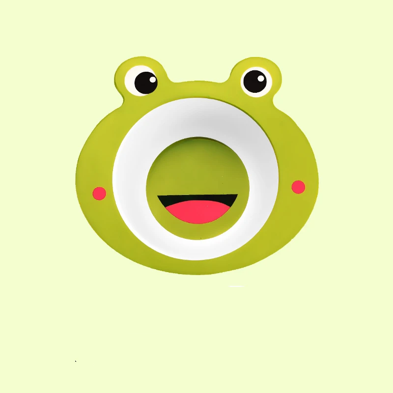 shy frog Цельная миска для кормления ребенка, эко бамбуковая посуда, нескользящая посуда для кормления, детская посуда, мультяшная детская бамбуковая тарелка - Цвет: shy frog